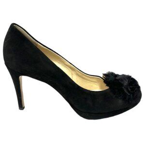 Hogl Black Suede Fuzzy Bow Tie Pump High Heels Party Date Night Evening Wear 6.5
